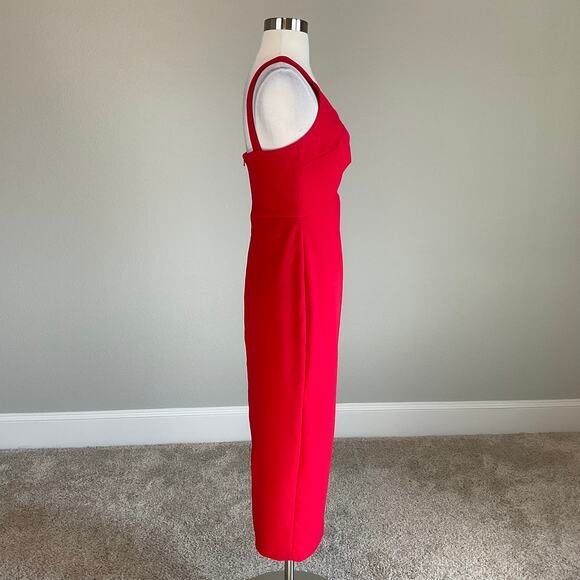AQUA Cut Out Sleeveless Midi Sheath Cocktail Party Dress Colorful Red Size 6 - Picture 4 of 10